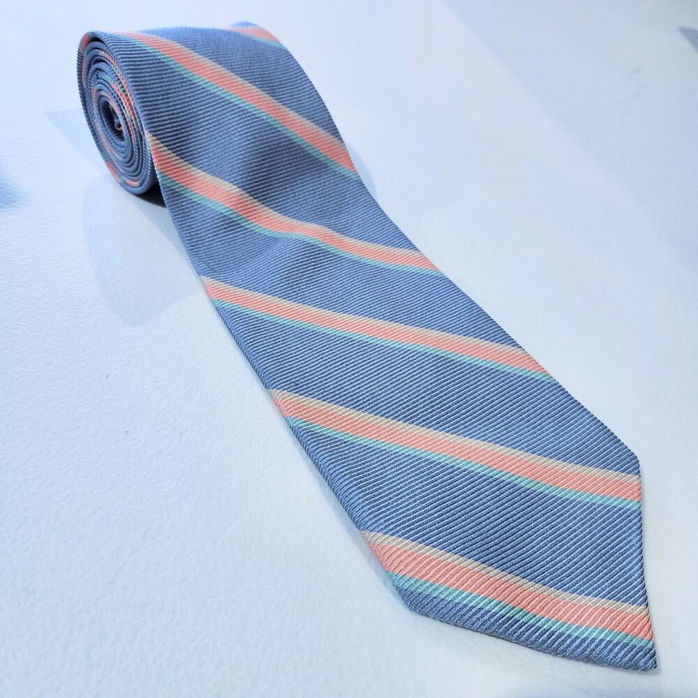 Brooks Brothers Makers Multicolor Striped 100% Silk Handmade Necktie Old Money